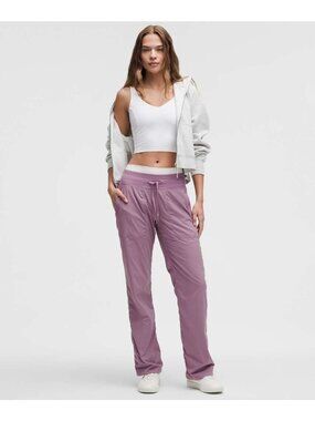 EUC Lululemon Dance Studio Lined Mid Rise Jogger Lavender Full Length womens 4